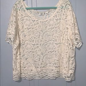 Cato cream crop lace top.